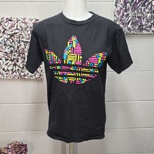 Adidas Black T-Shirt with Colorful Trefoil Logo